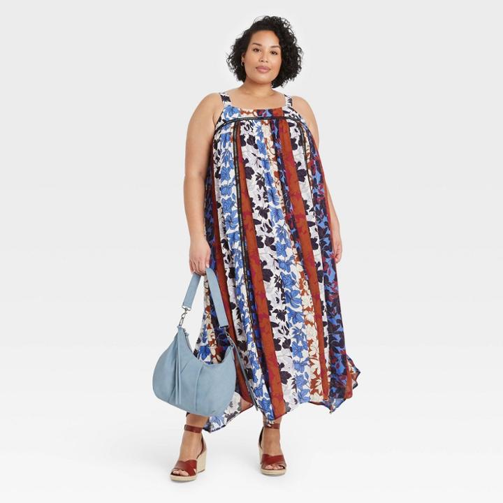 Women's Plus Size Striped Sleeveless Dress - Knox Rose 1x,