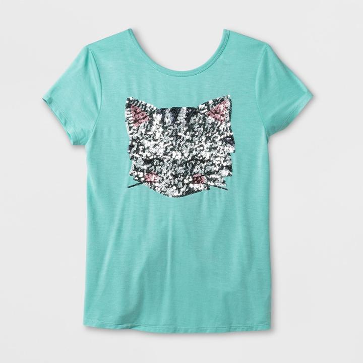 Miss Chievous Girls' Short Sleeve Crossback T-shirt - Aqua (blue)