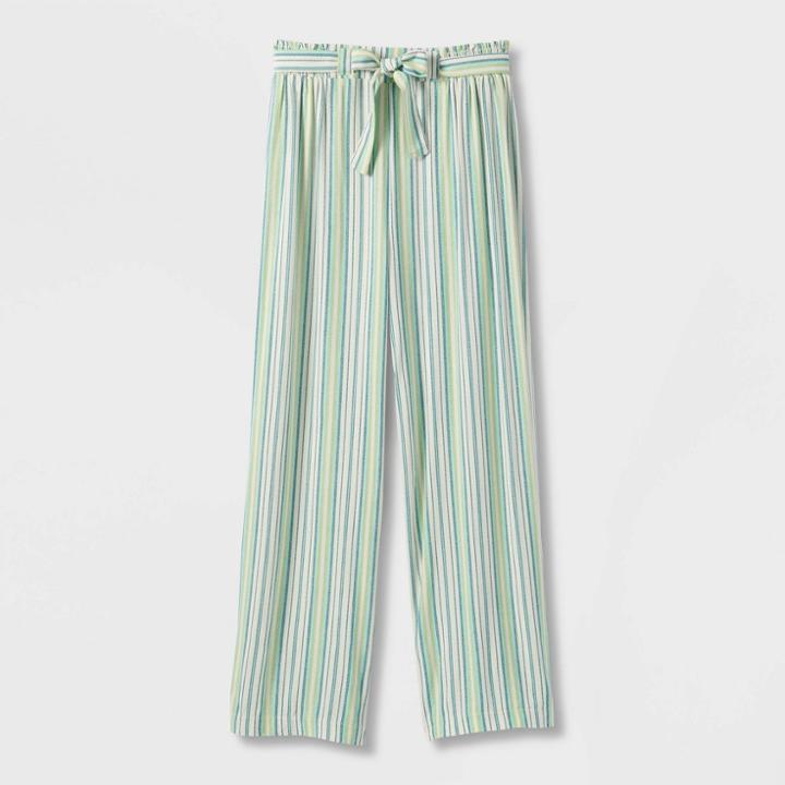 Girls' Straight Fit Belted Woven Pants - Art Class Cream Striped Xs, Ivory