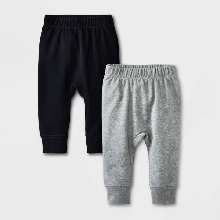 Baby Boys' 2pk French Terry Jogger Pants Set - Cat & Jack Gray/black Newborn