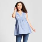 Maternity Eyelet V-neck Tank - Isabel Maternity By Ingrid & Isabel Chambray Xs, Infant Girl's, Blue