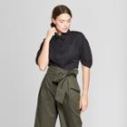 Women's Short Sleeve Utility Snap Front Blouse - Prologue Black