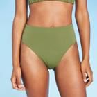 Women's High Leg High Waist Extra Cheeky Bikini Bottom - Shade & Shore Palm Green