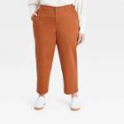 Women's Plus Size High-rise Straight Leg Ankle Pants - A New Day Brown