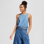 Women's Drawstring Seersucker Tank - Universal Thread Chambray
