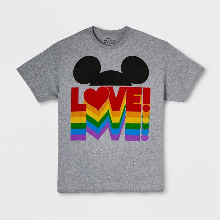 Well Worn Pride Gender Inclusive Adult Extended Size Mickey Graphic T-shirt - Heather Gray 1xb, Adult Unisex