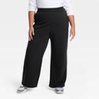 Women's Plus Size Wide Leg Fleece Sweatpants - Ava & Viv Black X