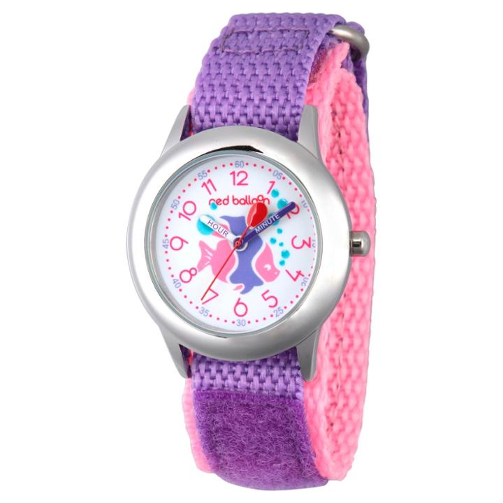 Girls' Red Balloon Stainless Steel Time Teacher Watch - Purple