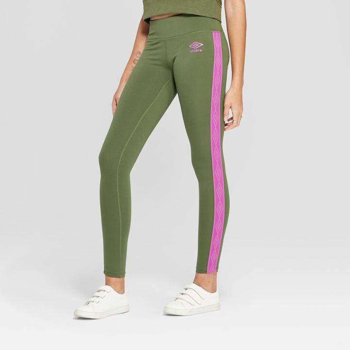 Umbro Women's Logo Taped Mid-rise Leggings - Dark Green