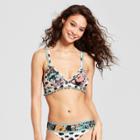 Social Angel Women's Floral Triangle Bikini Top - Green