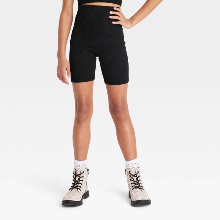Girls' Seamless Bike Shorts - Art Class Black