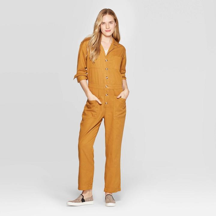 Women's Long Sleeve Boiler Suit Coveralls - Universal Thread Brown Decaf