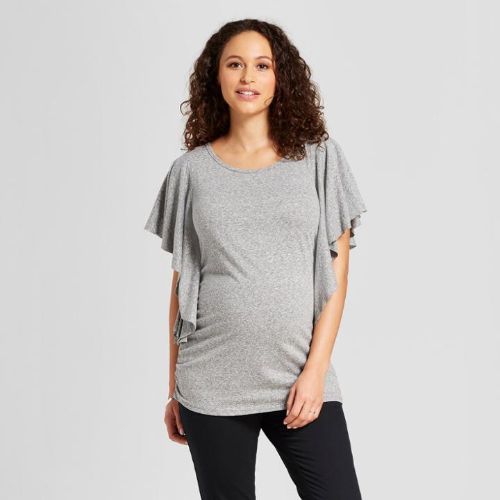 Maternity Flutter Sleeve Top - Isabel Maternity By Ingrid & Isabel Gray M, Infant Girl's