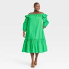 Women's Plus Size Balloon Long Sleeve Dress - Who What Wear Green