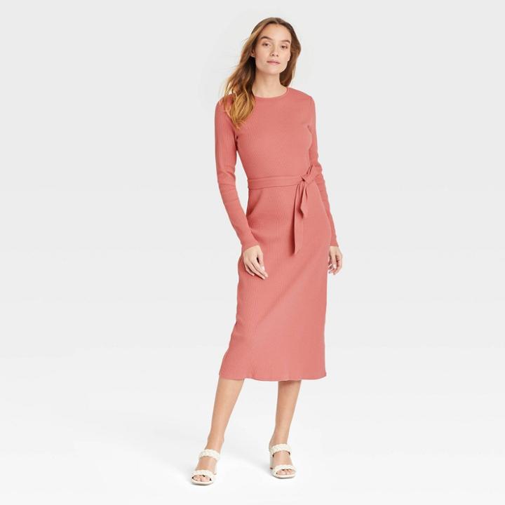 Women's Long Sleeve Dress - Who What Wear Dark Pink