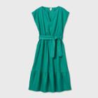 Women's Short Sleeve Linen Dress - A New Day Green