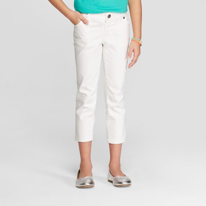 Girls' Stain Repellent Crop Jeans - Cat & Jack White