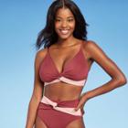 Women's Colorblock Twist Bikini Top - Kona Sol Enhanced Plum D/dd Cup, Purple