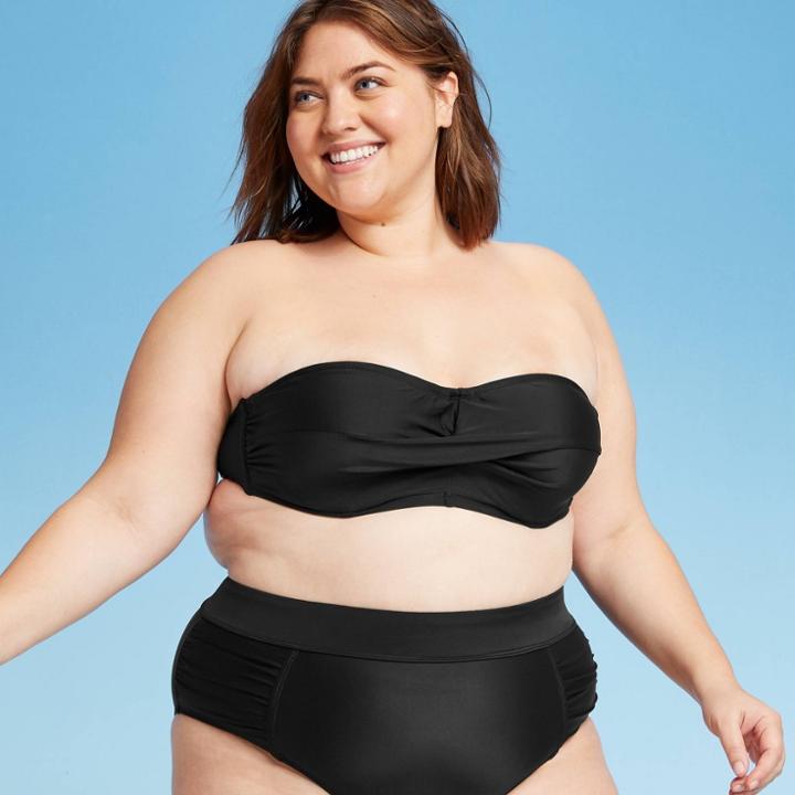 Women's Plus Size Underwire Bandeau Bikini Top - Kona Sol Black