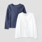 Kids' 2pk Adaptive Long Sleeve T-shirt - Cat & Jack White/navy