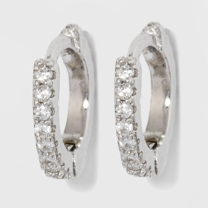 Sterling Silver Huggie Hoop Cubic Zirconia Earrings - A New Day