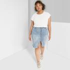 Women's Plus Size Button-front Denim Midi Skirt - Wild Fable Medium Blue Wash