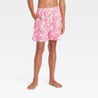 Boys' Floral Print Swim Trunks - Art Class Neon Pink