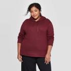 Women's Plus Size Long Sleeve Hoodie With Side Slit Sweatshirt - A New Day Burgundy 4x,