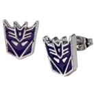 Hasbro Transformers Decepticon Stainless Steel Stud Earrings, Adult Unisex