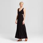 Women's Sleeveless Lace-up Side V-neck Knit Maxi Dress - Xhilaration Black