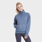 Women's Cotton Fleece 1/4 Zip Sweatshirt - All In Motion Navy Blue
