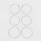 Thick, Thin And Textured Hoop Earring Set 3ct - Wild Fable Rhodium