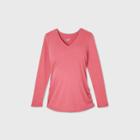 Maternity Long Sleeve V-neck Side Shirred T-shirt - Isabel Maternity By Ingrid & Isabel Dark Pink