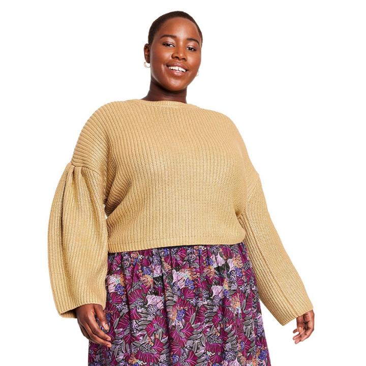 Women's Plus Size Metallic Back Tie Sweater - Kika Vargas X Target Gold