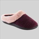 Isotoner Women's Striped Chenille Ann Hoodback Slippers - Berry Purple