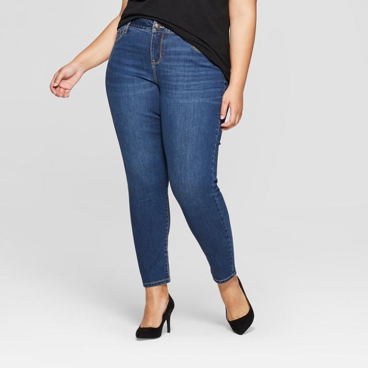 Women's Plus Size Skinny Jeans - Ava & Viv Medium Wash