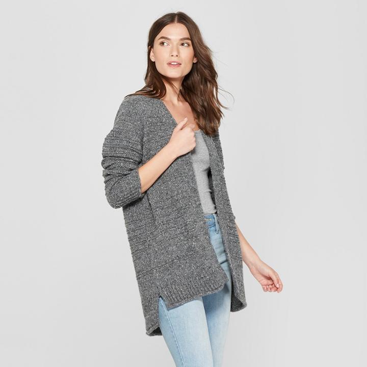 Women's Textured Button Cardigan - Universal Thread Gray