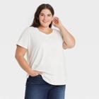 Women's Plus Size Essential Relaxed Scoop Neck T-shirt - Ava & Viv White