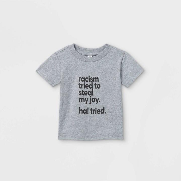 Ev Black History Month Black History Month Infant 'racism Tried To Steal My Joy Ha! Tried' Short Sleeve Graphic T-shirt - Heather Gray
