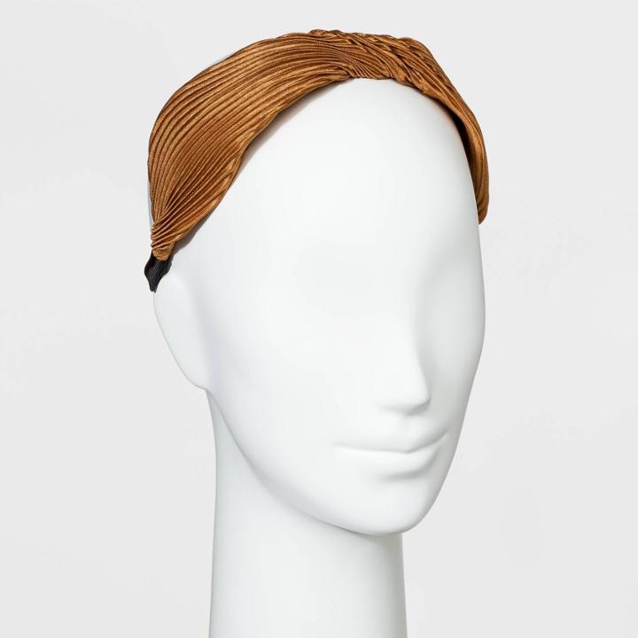 Satin Pleated With Twist Headband - A New Day Golden Bronze