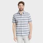Men's Striped Standard Fit Textured Short Sleeve Button-down Shirt - Goodfellow & Co Cameo White