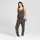 Women's Floral Drawcord Skinny Leg Jumpsuit -k By Kersh Black