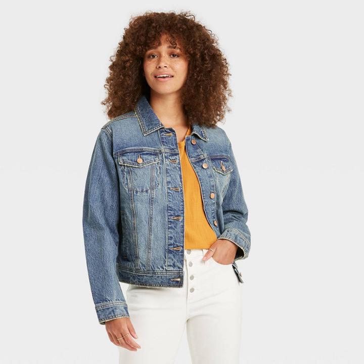Women's Denim Jacket - Universal Thread Medium Tint Denim S, Medium Tint Blue