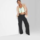 Women's Low-rise Relaxed Corduroy Cargo Pants - Wild Fable Black