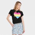 Ev Lgbt Pride Pride Gender Inclusive Adult Pansexual Flag Heart Short Sleeve Graphic T-shirt - Black