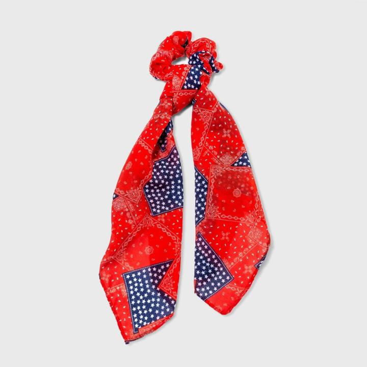No Brand Star And Bandana Printed Chiffon Scarf Hair Twister