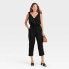 Women's Sleeveless Tie Shoulder Jumpsuit - A New Day Black