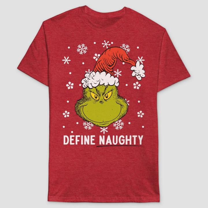 Men's Dr. Seuss The Grinch Short Sleeve Graphic T-shirt - Red