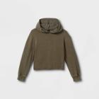 Girls' Fleece Raw Edge Hoodie - Art Class Olive