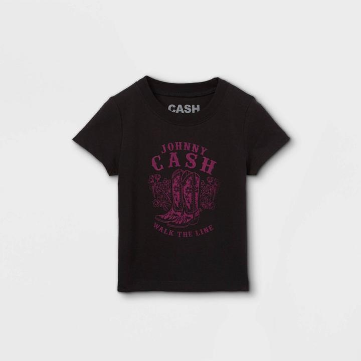 Merch Traffic Toddler Girls' Johnny Cash Short Sleeve Graphic T-shirt - Black